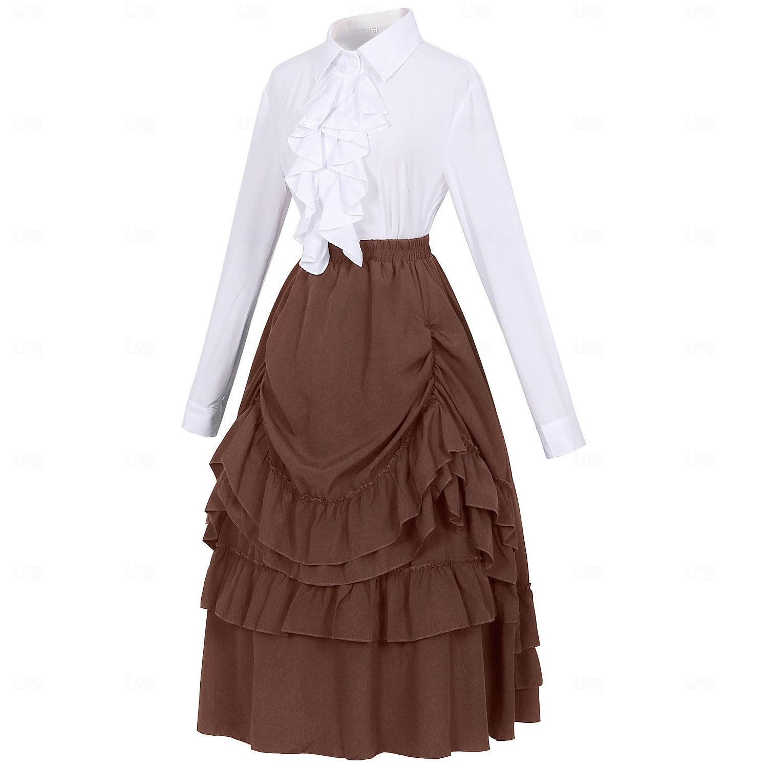 Conjunto Elegante Medieval Renacimiento Hasta el Tobillo Falda Blusa / Falda Larga Princesas Dama Corte A Disfraz Mujer Fantasía Navidad Víspera de Todos los Santos Feria del Renacimiento LARP Adulto 2026 - $103.99 –P7