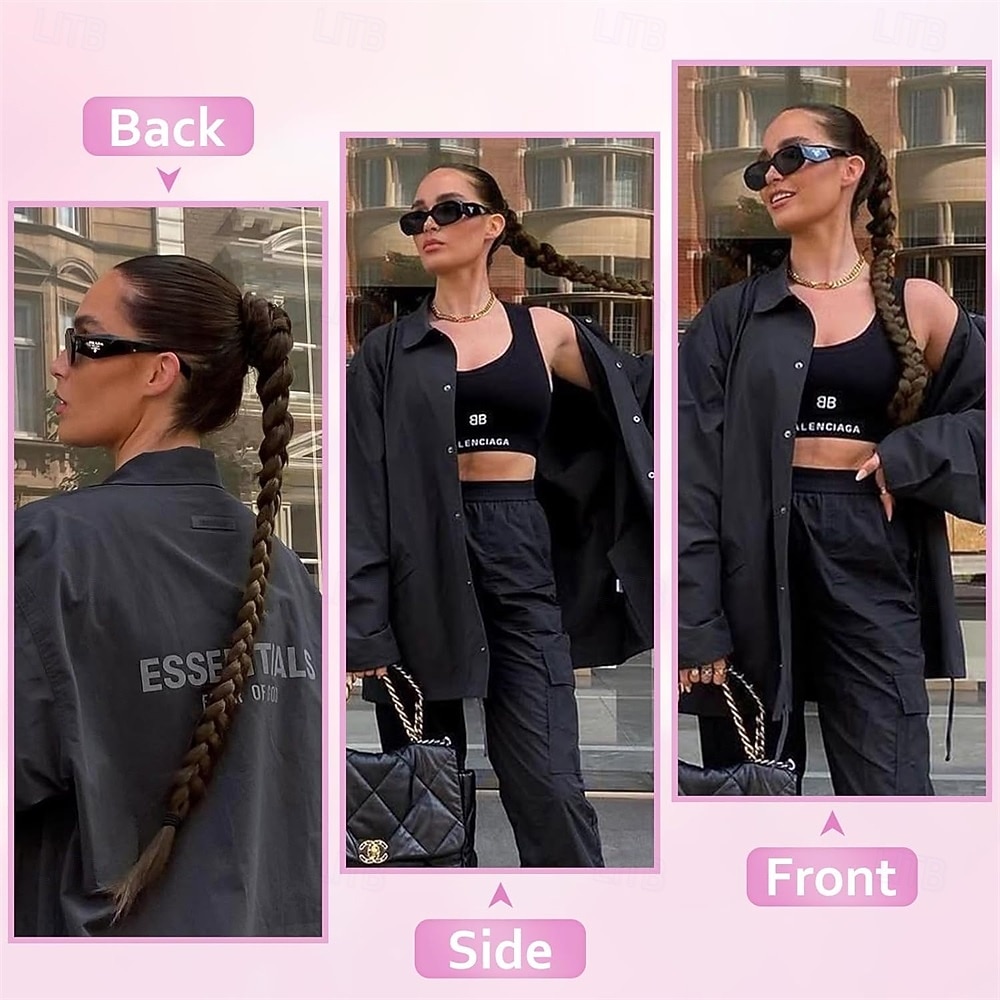 Long Braid Ponytail Extension with Hair Tie DIY Wrap Around Synthetic Hairpiece Natural Soft Fluffy Style for Women s Daily Wear 34 Inches Mixed Brown 2026 - $13.99 –P7
