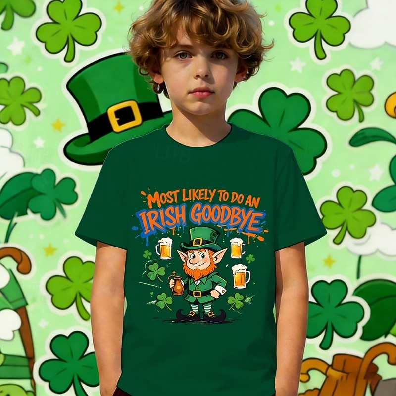 St. Patrick St. Paddy's Day Boys' 3D Graphic Four Leaf Clover T shirt Tee Short Sleeve 3D Print Summer Spring Sports Fashion Streetwear Kids 4-12 Years Crew Neck Casual Daily Outdoor Regular Fit 2026 - $14.49 –P2