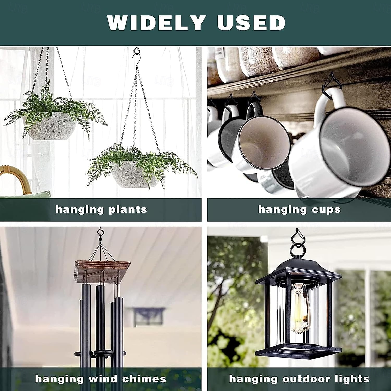 20pcs Square Snap Hanging Hooks with Safety Buckle, Anti-Drop Screw-In Outdoor Hooks for String Lights, Hanging Plants, Wind Chimes, Bird Feeders, Lanterns, Christmas Decorations 2026 - $16.99 –P3