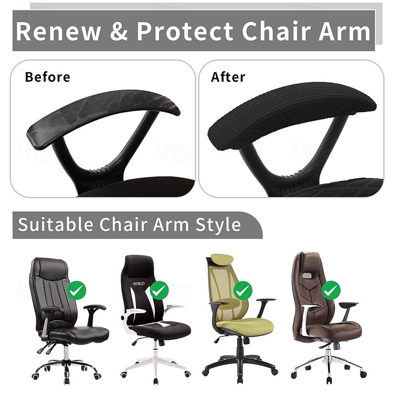Water Resistant Waffle Office Chair Armrest Covers Stretch Elastic Armrest Protector Set for Computer Desk Chair 2026 - $13.49 –P2