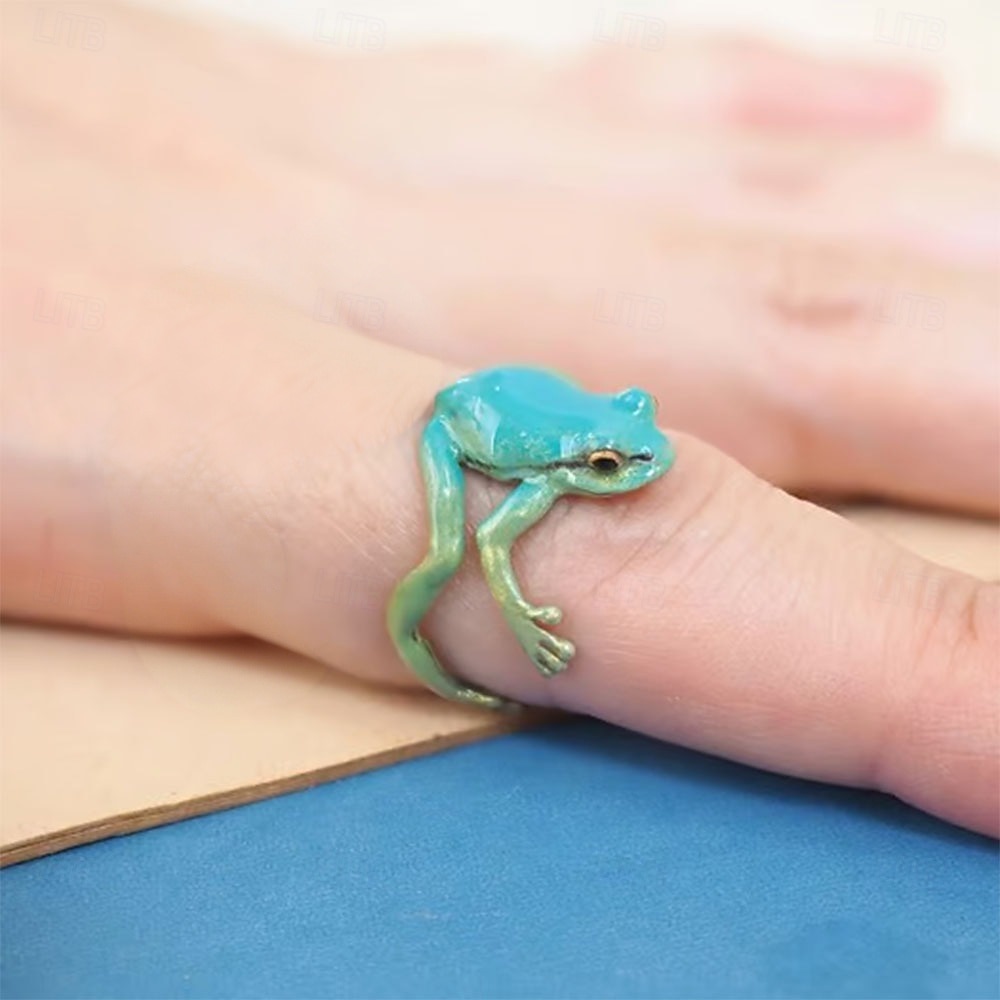 Anel de sapo de árvore, anel de sapo de árvore ajustável, anel de sapo feito à mão, anéis de dedo de animais fofos vintage, anel engraçado de sapo de árvore mais recente, anel aberto joias diárias de 2026 por $9.99 –P4