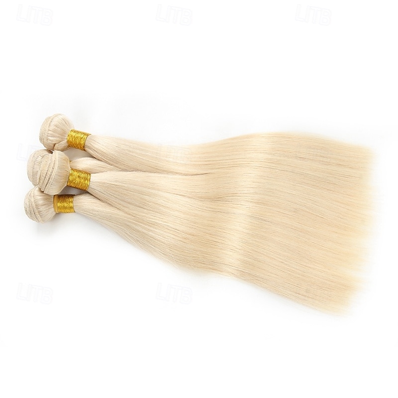 Cabelo humano loiro dourado 613#, 3 pacotes de cabelo humano liso, 18, 20 e 20 polegadas de 2026 por $293.69 –P5