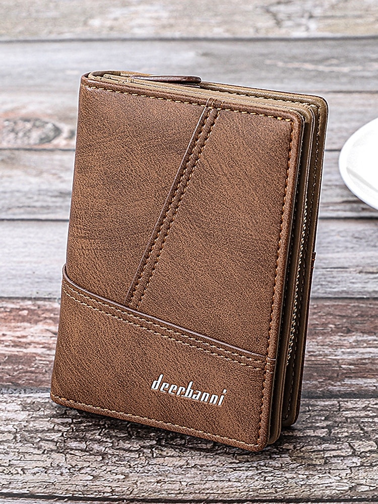 Portafoglio bifold da uomo in similpelle, opzioni multicolore, design multiscomparto di grande capacità con tasca portamonete con cerniera, porta carte sottile in stile casual per l'uso quotidiano e business casual del 2026 a $11.99 –P3