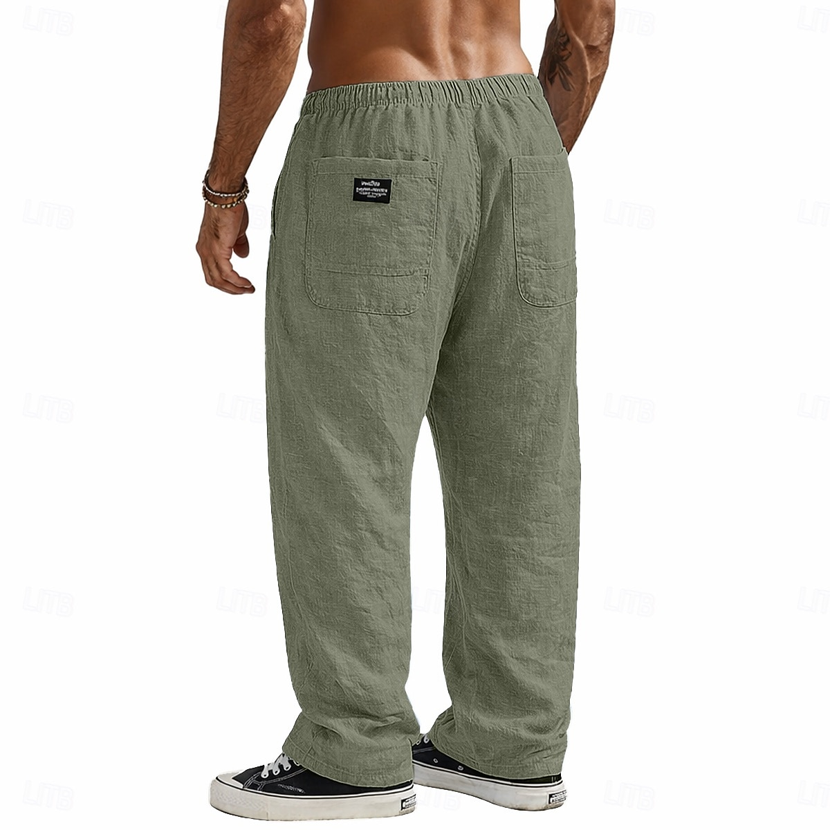 Bărbați Pantaloni de in Pantaloni Pantaloni de vară Pantaloni largi Pantaloni de plajă Cordon Buzunar Talie elastică Simplu Confort Respirabil Lungime totală Casual Zilnic Concediu Vacanță Modă Negru 2026 - $25.99 –P7