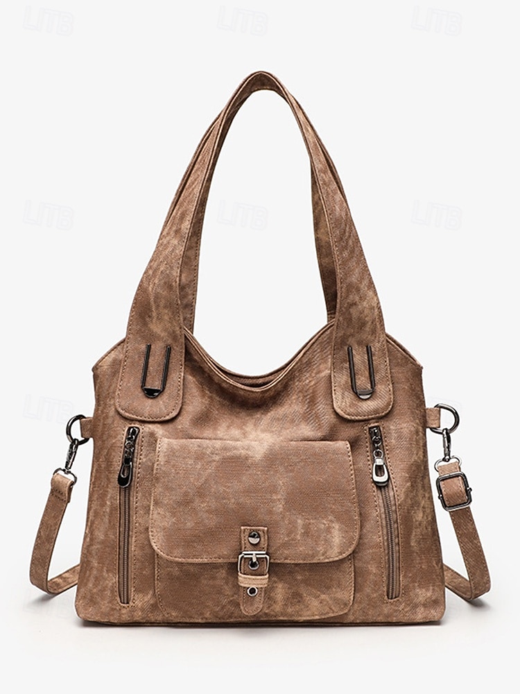 Γυναικεία τσάντα ώμου vintage από απομίμηση δέρματος, μεγάλης χωρητικότητας μετατρέψιμη τσάντα χειρός με λαβή στο πάνω μέρος και λουράκι χιαστί, ρετρό casual τσάντα μεταφοράς για γυναίκες, ιδανική για καθημερινή χρήση, διακοπές και ταξίδια 2026 - $34.99 –P4