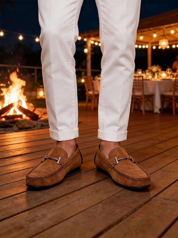 Men's Faux Leather Brown Slip-On Loafers, Trendy and Comfortable, Great for Resort Evenings and Night Out 2026 - $42.99 –P4