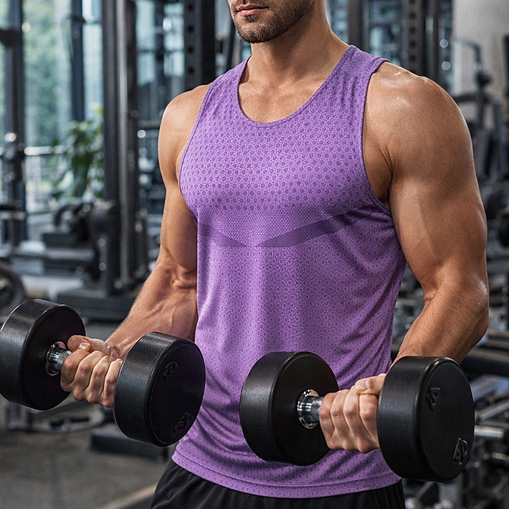 Herren Einfarbig Lauf-T-Shirt Kompressionsshirt Sportshirt Sporttop Sommer Ärmellos Schnelltrocknend Feuchtigkeitsableitend Atmungsaktiv Fitnesstraining Gehen Joggen Blau Schwarz Weiß Sportbekleidung 2026 - $18.99 –P1