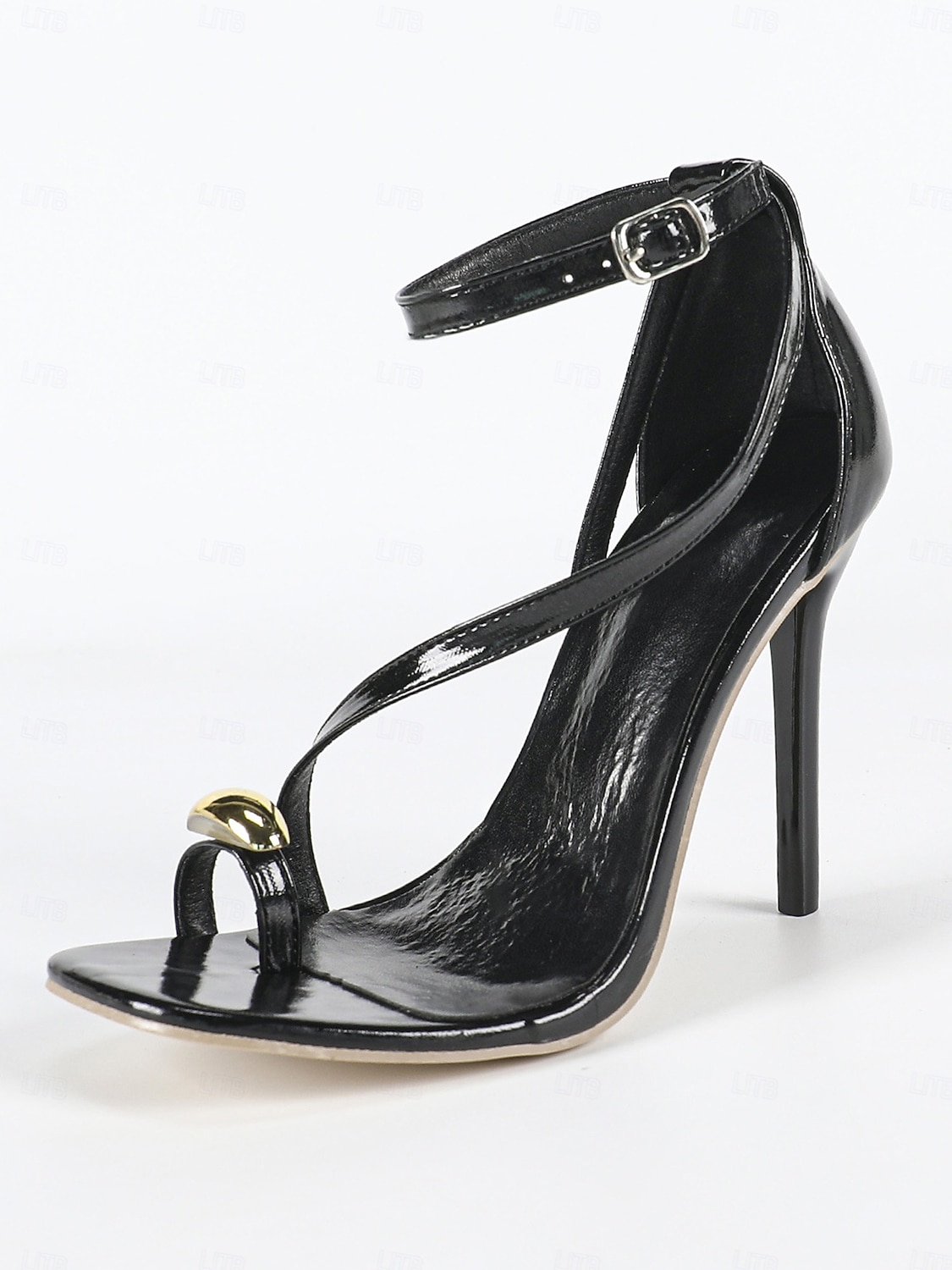 naisten mustat nilkkaremmillä varustetut stilettosandaalit – elegantit häävieraiden korkokengät kaupunkitilaisuuksiin 2026 - $46.99 –P3