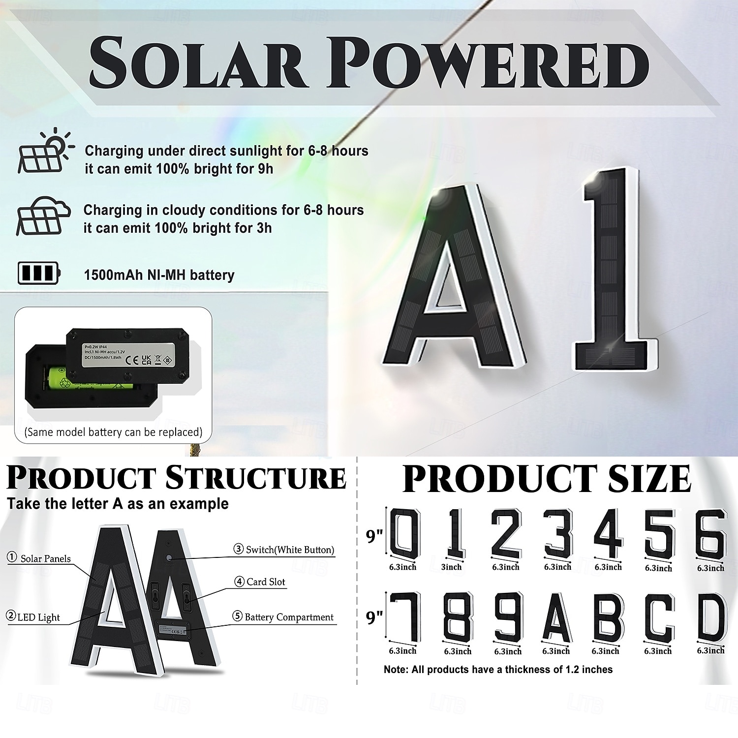 9 Inch Outdoor Solar Wall Address Sign Light, IP44 Waterproof, LED Number Light for Garden, Porch, Villa, Street, Illuminated House Number Plaque, Outdoor Wall Mounted Decorative Light 2026 - $39.99 –P2