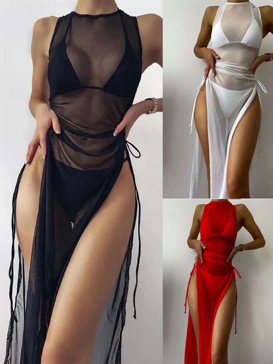 نسائي ملابس السباحة ثلاث قطع ملابس السباحة مكشكش بدون ظهر العطلة ملابس الشاطئ سهل الرقبة الرسن بدون كم بدلة سباحة 2026 - $22.99 –P1