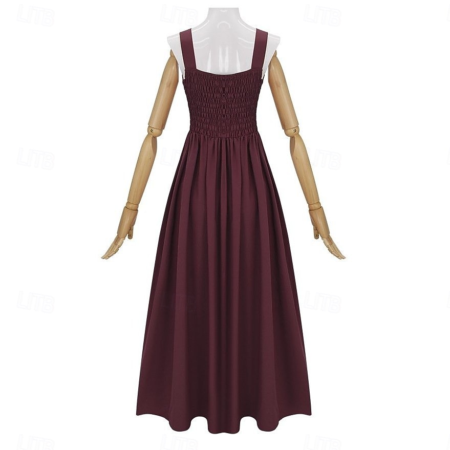 Vintage Medieval Renaissance Long Length Dress Fairy Lace up A-Line Fancy Dress Women's Fantasy Halloween Carnival Masquerade Renaissance Fair LARP Retro Theme Party Adults Dress 2026 - $74.99 –P10