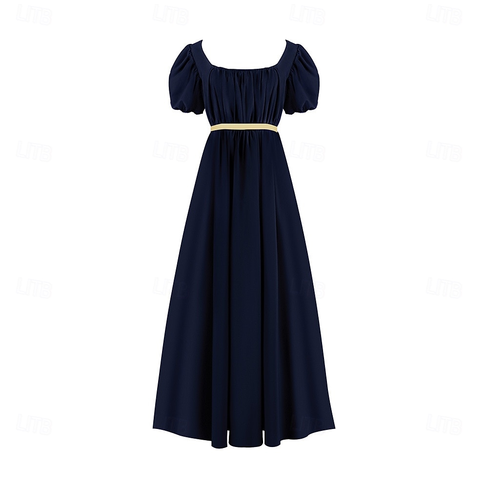 Retro Vintage Mittelalterlich Renaissance Knöchellänge Kleid Ballkleid Kleid im Regency-Stil Kurze Ärmel Prinzessin Dame Einfarbig Quadrathals Kostüm Damen königlich Halloween Karneval Leistung 2026 - $40.99 –P5