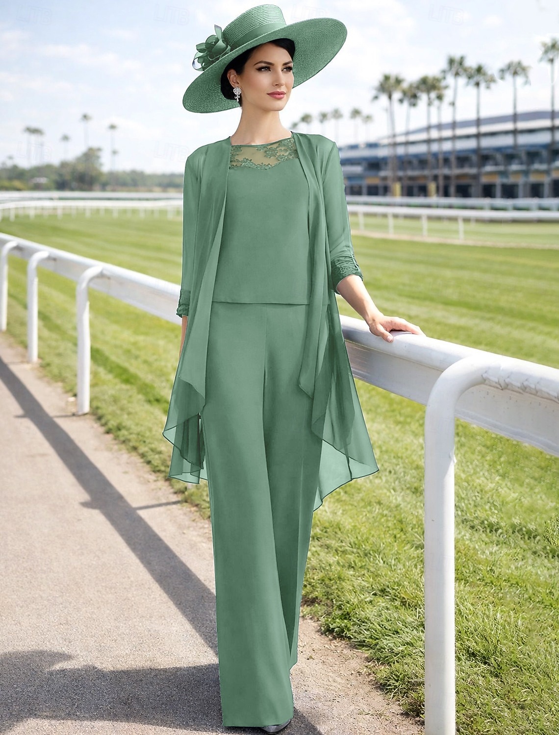 Jumpsuit Pantsuit 3 Piece Floor Length Mother of the Bride Dress