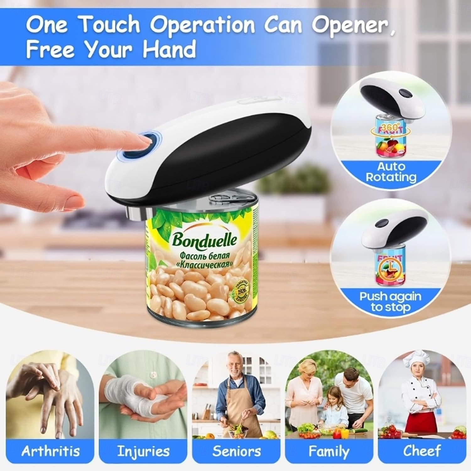 Electric Can Opener Automatic Jar Opener Portable Rechargeable Kitchen Can Opener Hands-Free Easy Pull One Touch Tin Can Opener 2026 - $41.99 –P6