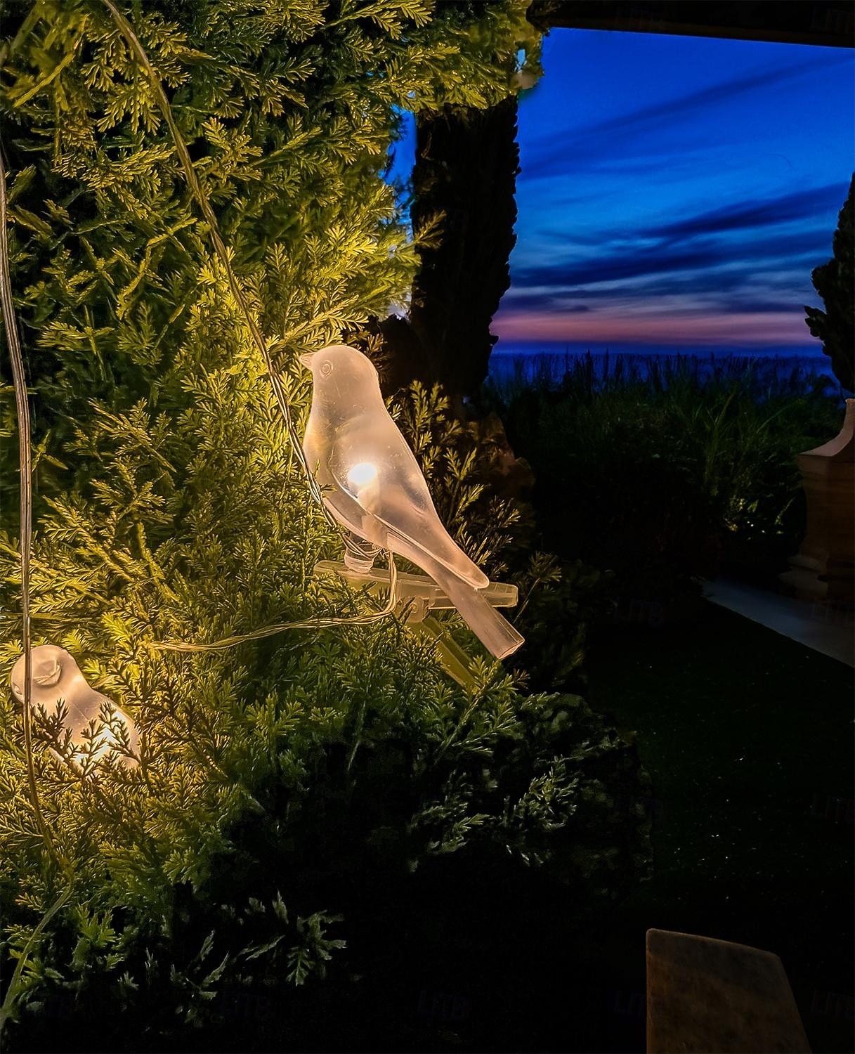 kültéri napelemes 5 izzós madárfüzér csipeszekkel, IP44 vízálló fali lámpa &kerítésdekoráció, kerti, teraszi, hátsó udvari, villai és tájvilágítás 2026 - $23.99 –P3