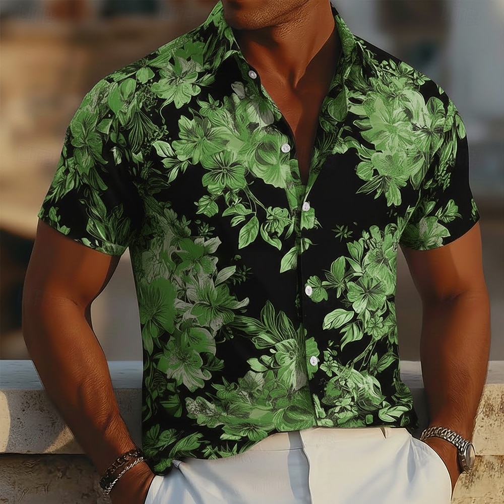 Men's Floral Print Tropical Flowers Neon Glow Summer Hawaiian Shirt Button Up Shirt Aloha Shirt Short Sleeve Hawaiian Vacation Beach Wear Summer Spring Turndown 3D Print Collared Shirts Blue Pink 2026 - $25.99 –P3