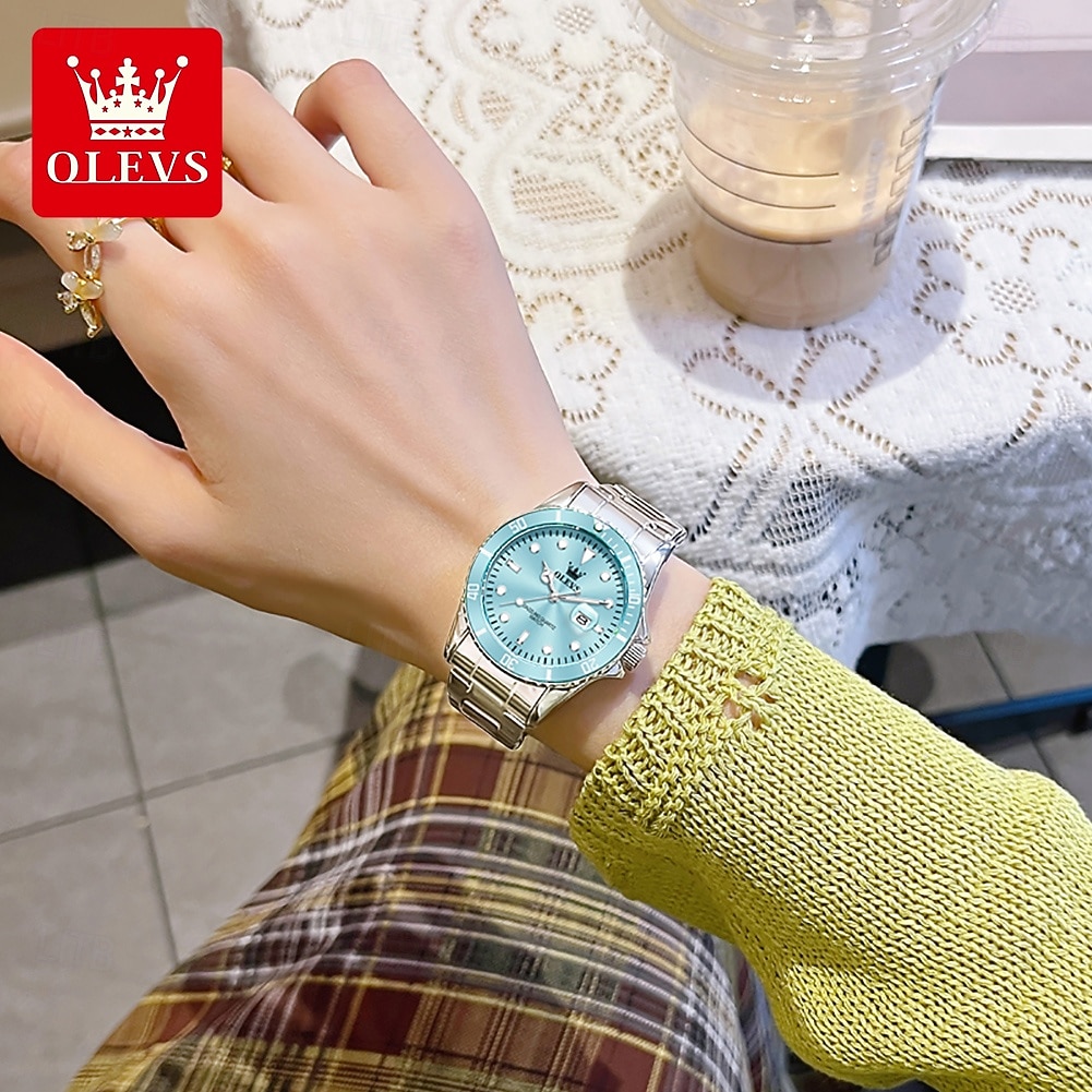Mother's Day Gift OLEVS Women Quartz Watch Creative Minimalist Luxury Casual Calendar Date Waterproof Decoration Stainless Steel Strap Watch 2026 - $37.99 –P10