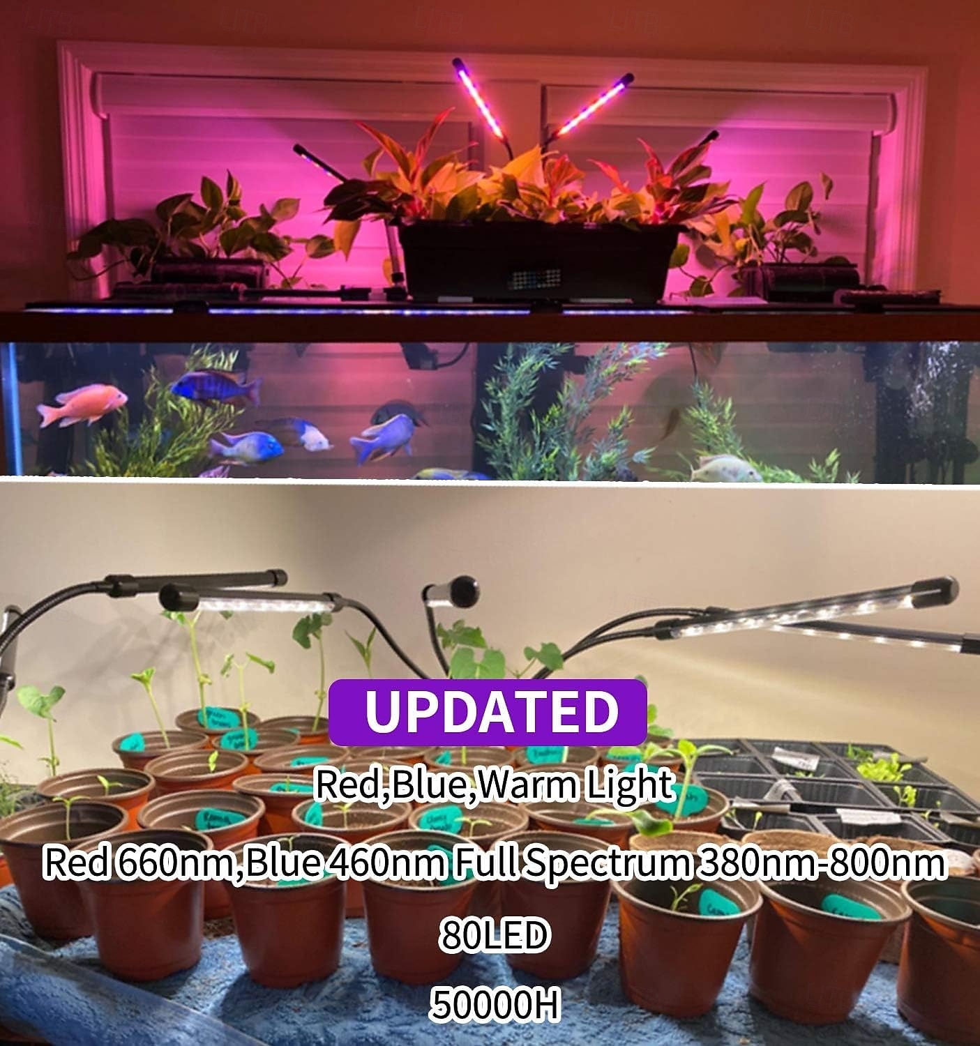 4-Head Clip-On LED Plant Grow Light, Full Spectrum Red & Blue, 80 LEDs, 3/9/12H Timer, 5V USB, Adjustable for Indoor Greenhouse, Succulents, Seedlings, Plant Growth Light 2026 - $26.99 –P5