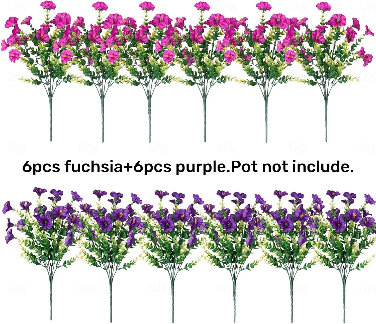 12 Bundles Artificial Flowers Morning Glory for Outdoors Fake Plants Outside Decoration, Silk Colorful Flower with Eucalyptus UV Resistant Realistic Faux Flowers for Planter Porch Patio Yard Garden 2026 - $22.99 –P5