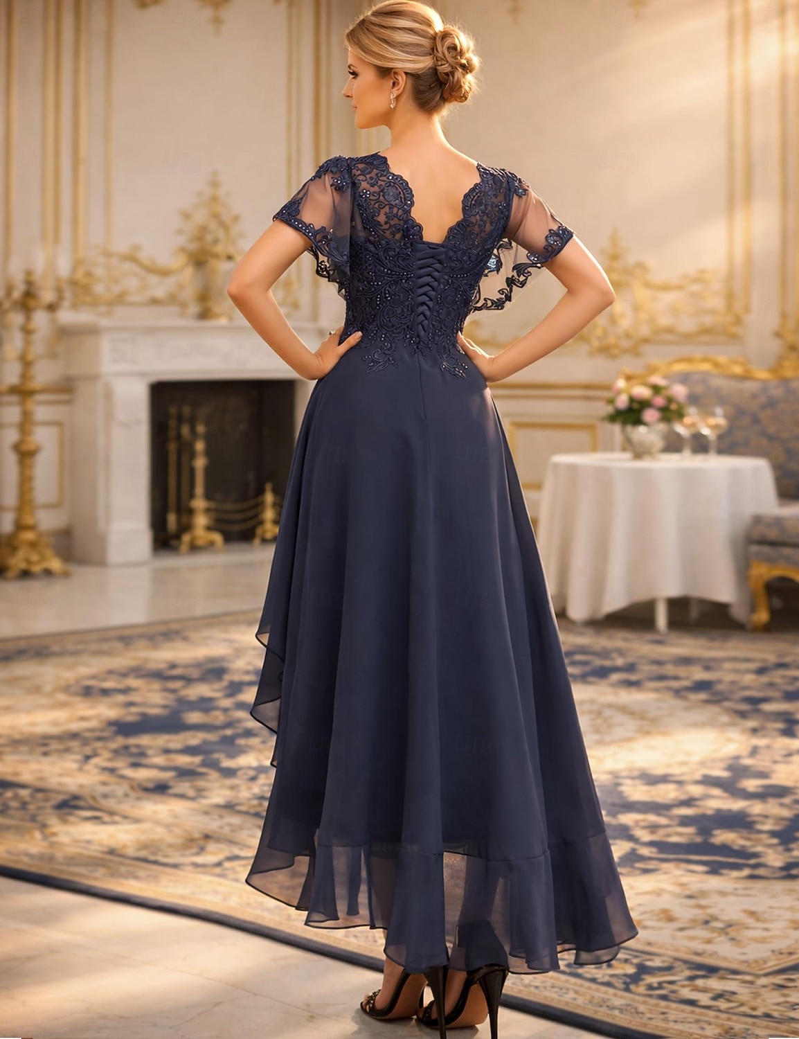 A-Linie Tee-Länge Partykleid Cocktailkleid Kleid für Hochzeitsgäste Brautmutterkleid Kurzarm V Ausschnitt Elegant Formell Hochzeitsgast Formeller Abend Chiffon mit Einfarbig 2026 - $172.99 –P2