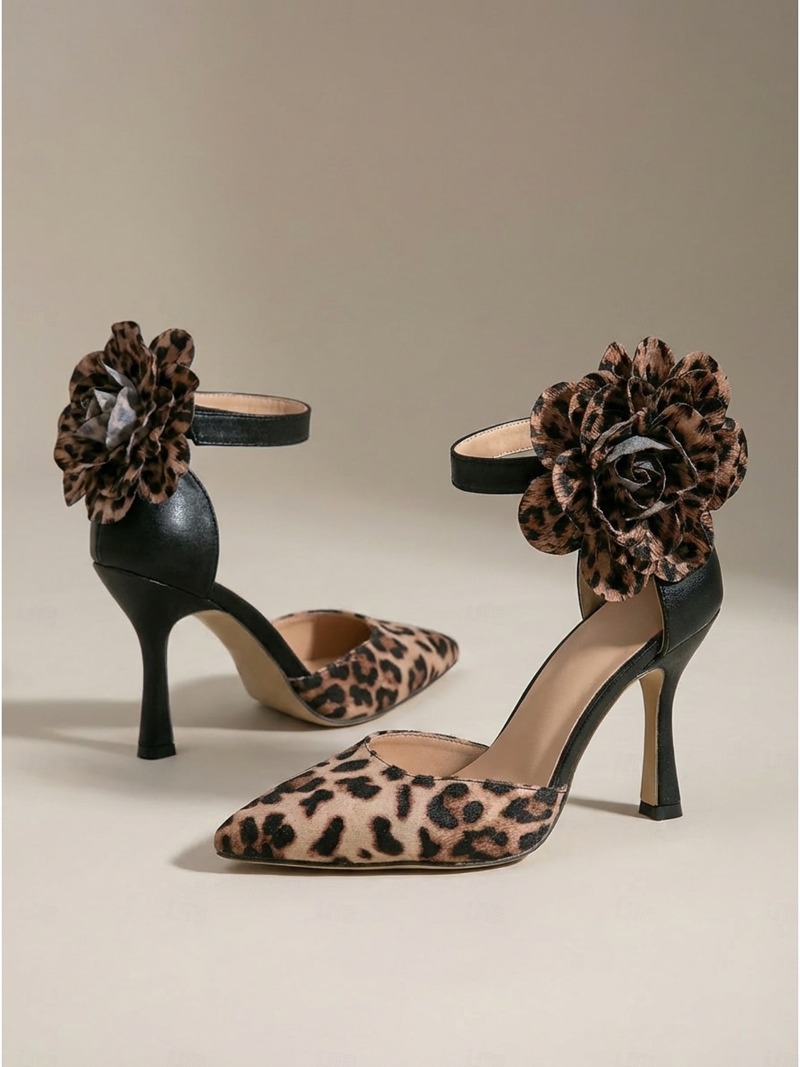 Women's Leopard Print Pointed-Toe Pumps - Sexy High Stiletto Heels with Oversized Floral Ankle Detail for Evening Parties, Formal Events & Bold Daily Wear 2026 - $46.99 –P2