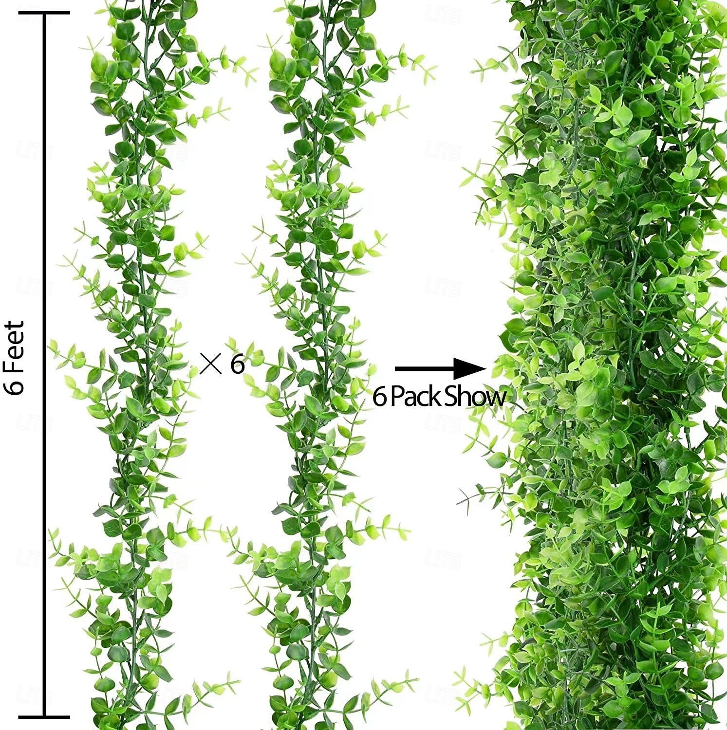 6 szt. sztucznych eukaliptusów, sznur eukaliptusa, 6 stóp, liście eukaliptusa, zielona girlanda na wesele, kolację, dom, zielona 2026 - $26.99 –P2