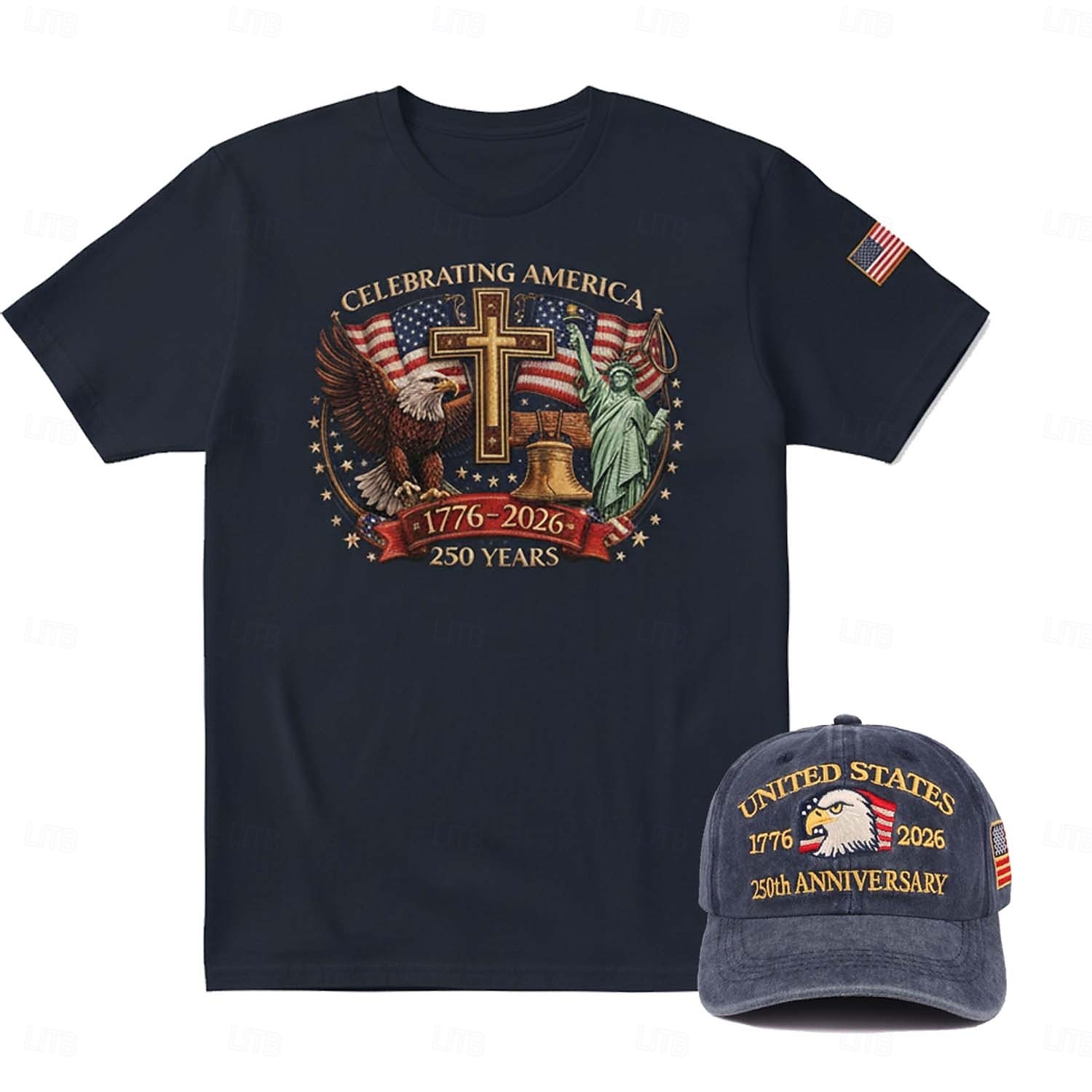 Maglietta e berretto per il 250° anniversario degli USA 1776-2026 - Campana della libertà della bandiera USA patriottica retro vintage 4 luglio Giorno dell'Indipendenza per uomini adulti del 2026 a $37.99 –P1