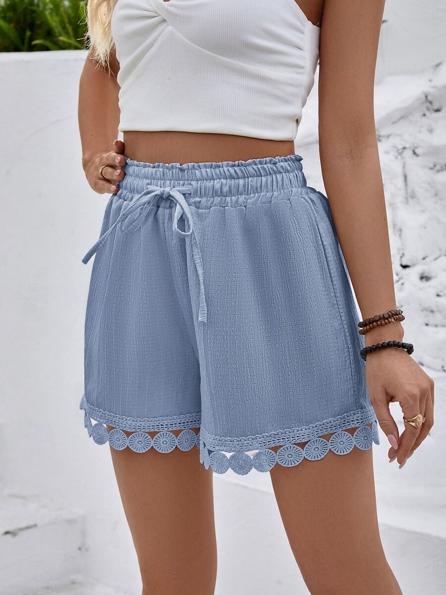Femmes Chinos Shorts Shorts d'été Vacances Mode Streetwear Court Taille haute Uni Cordon de serrage Dentelle Taille Élastique Confort Respirabilité Confortable Non Elastique Micro-Élastique Quotidien de 2026 ? $20.99 –P15