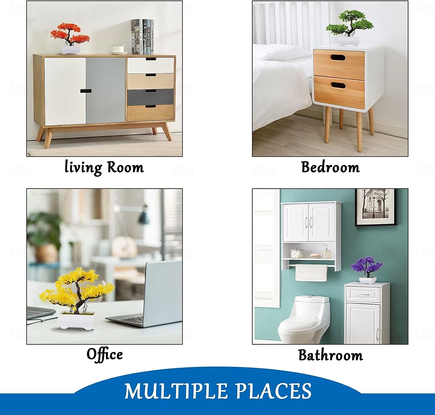 Mini-Bonsai-Bäume aus Kunststoff in Zementtöpfen, dreistämmige künstliche Kiefern-Bonsai, künstliche Topfpflanzen für die Dekoration von Wohnzimmer, Schreibtisch oder Homeoffice 2026 - $15.99 –P5