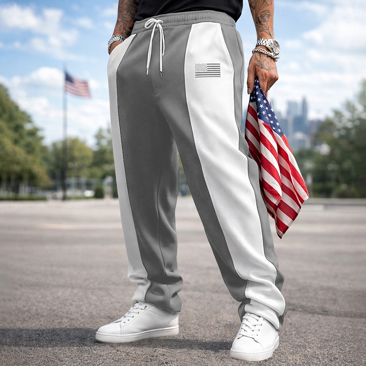 Bărbați Pantaloni Sport Pantaloni de sport cu picior drept Cordon Buzunar Talie elastică Bloc Culoare Steag Național Confort Lungime totală Casual Zilnic În aer liber Vacanță Modă Negru Roșu-aprins 2026 - $25.99 –P7