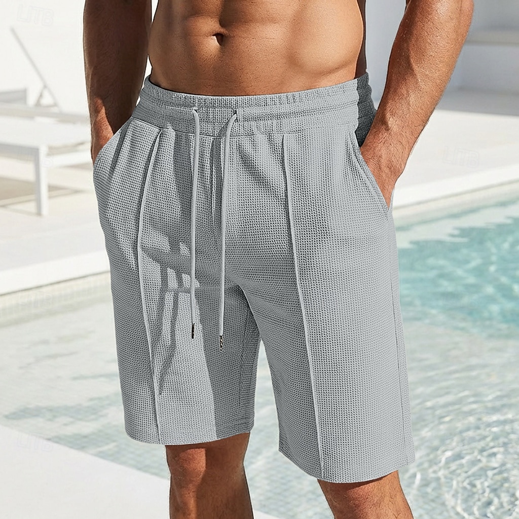 Homens Calções Waffle Calção Shorts de verão Shorts casuais Com Cordão Bolsos Cintura elástica Tecido Conforto Respirável Curto Ao ar livre Férias Verão Desporto Casual Vinho Micro-Elástica de 2026 por $18.99 –P8