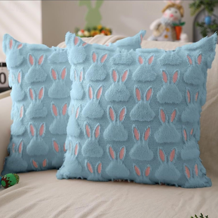 1pc Easter Pillow Covers 18" x 18" , Easter Decorations Cute Soft Plush Bunny Throw Pillow, Spring Farmhouse Decorations for Home Sofa Couch Living Room Bedroom 2026 - $15.99 –P3
