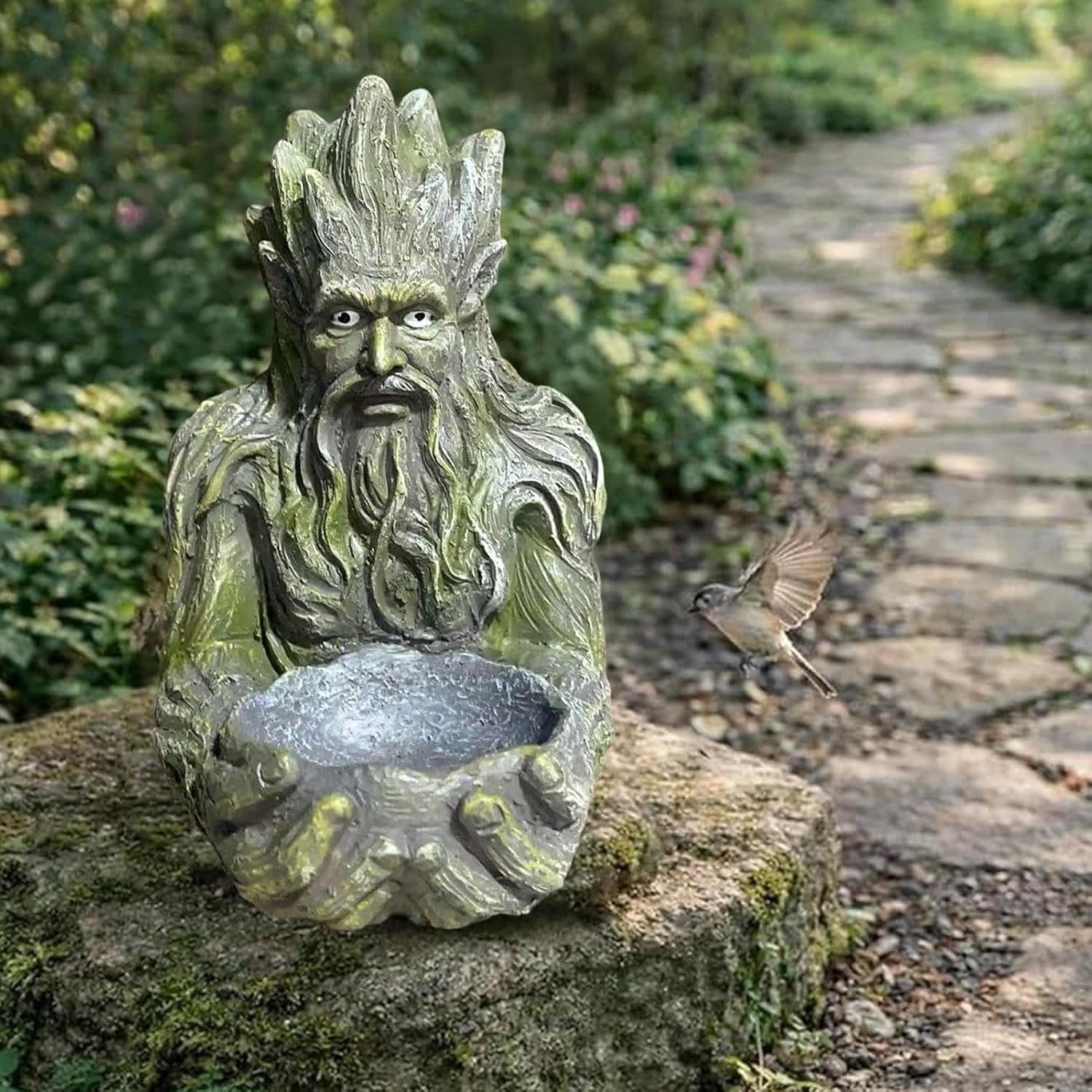 forntida trädformad fågelmatare skulptur, nyckfull trädgubbe utomhus trädgårdsdekor med dold nyckelhålshängare, hartsmaterial, perfekt för fåglar, terrass innergård &magisk trädgårdsgåva 2026 - $20.99 –P4