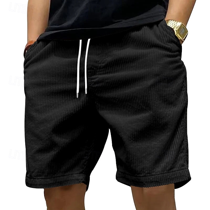 Herren Shorts Freizeitshorts Cordshorts Tasche Elastischer Bund Rein Einfach Vertikale Streifen Komfort Atmungsaktiv Über dem Knie Lässig Outdoor Strand Urlaub Mode Schwarz Weiß Mikroelastisch 2026 - $18.99 –P2