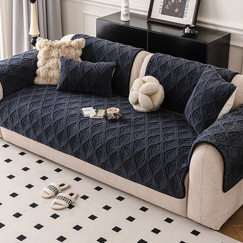Funda de sofá de felpa gruesa de invierno antideslizante, protector de cojín para sofá, resistente a las mascotas y antiarañazos, funda para muebles 2026 - $14.49 –P4