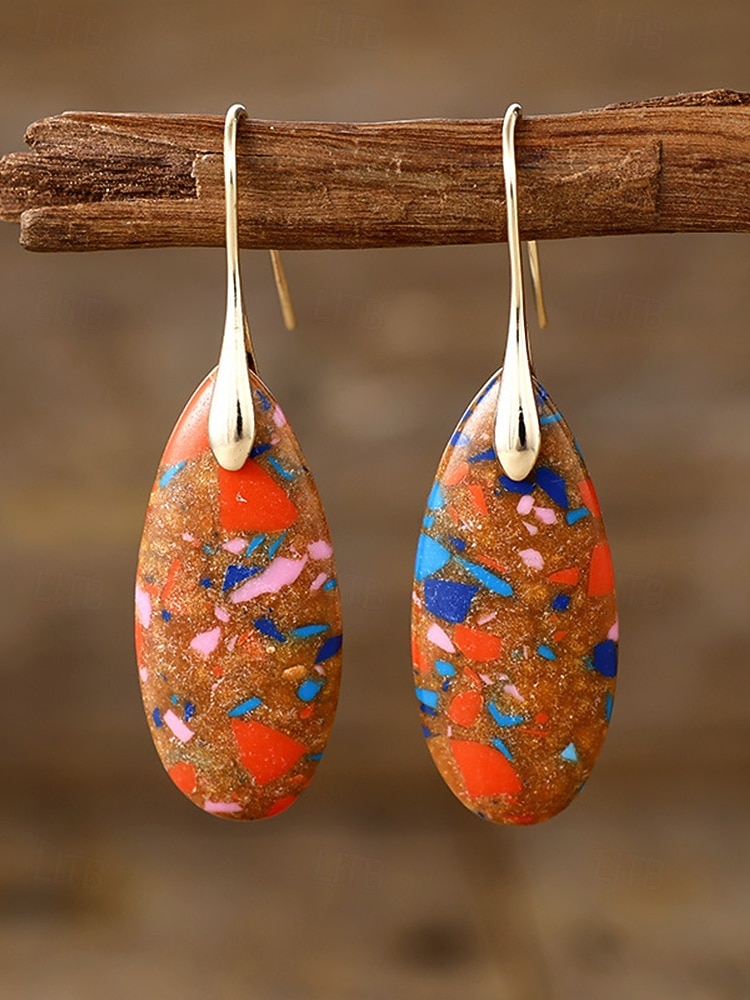 Naisten luonnonkiviset pisaranmuotoiset roikkuvat korvakorut, boheemi turkoosi tyyli useissa väreissä, kevyt ja näyttävä koru kevät-kesälomalle, rannalle ja jokapäiväiseen käyttöön. 2026 - $11.99 –P8