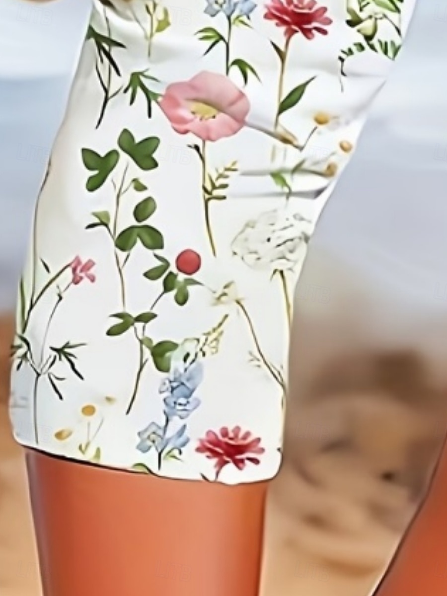 Women's Chinos Leggings Cropped Pants Vacation Vintage Streetwear Capris High Waist Floral Graphic Printing Comfort Soft Comfortable High Elasticity Daily Outdoor Vacation White Summer Spring Fall 2026 - $19.99 –P3