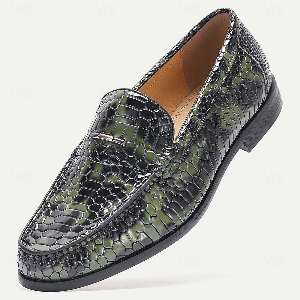 Mocassins pour homme en cuir premium imprimé serpent, tendance et audacieux, parfaits pour les vacances et les sorties nocturnes. de 2026 ? $84.99 –P1