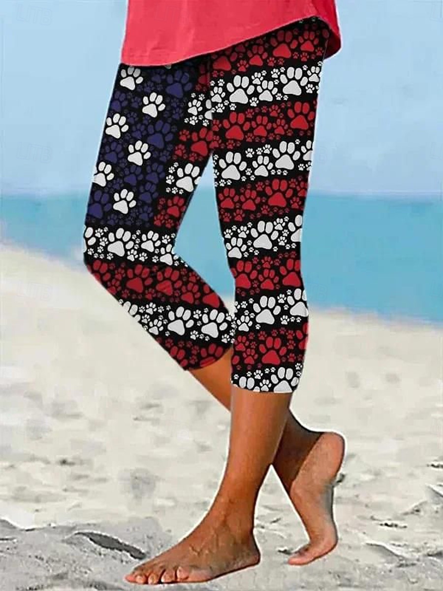 Unabhängigkeitstag Patriotische Damen Capri-Hosen Leggings Urlaub Hawaiianisch Stilvolle Capris Mittlere Taille Hose Grafik Nationale Flagge Druck Komfort Dehnbar Outdoor Urlaub Formal Blau Schwarz 2026 - $21.99 –P3