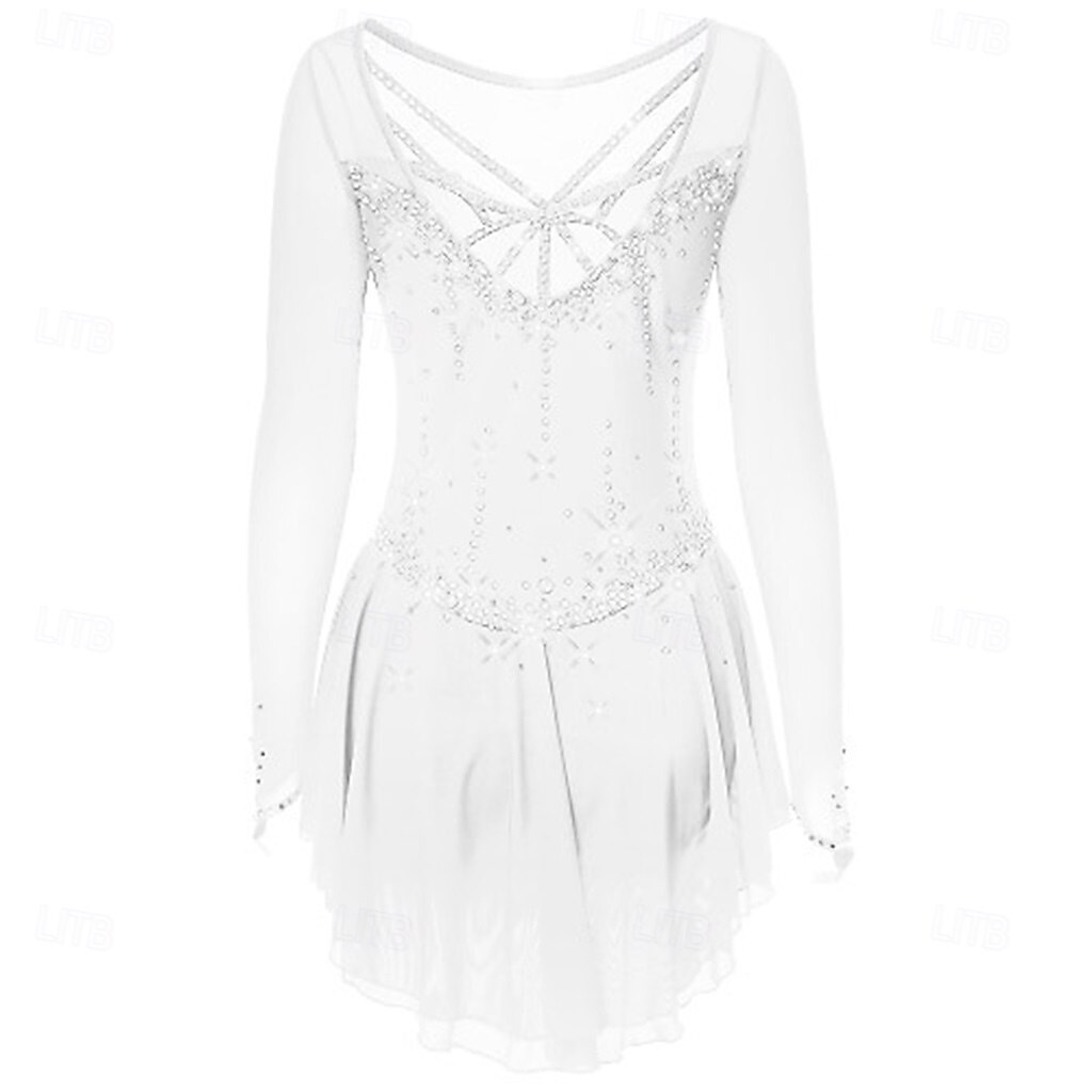 Vestido de patinaje artístico Chica Patinaje Sobre Hielo Vestidos Negro Blanco Amarillo Retazos Costura asimétrica Elástico Entrenamiento Competición Ropa de Patinaje Clásico Cristal / Strass Manga 2026 - $241.49 –P19