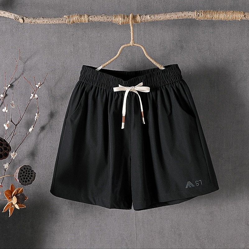 Mulheres Bermudas chinês Calção Shorts de verão Férias Moda Roupa de rua Comprimento do joelho Cintura Alta Tecido Com Cordão Bolsos Cintura elástica Respirabilidade Confortável Sem Elasticidade de 2026 por $31.99 –P2