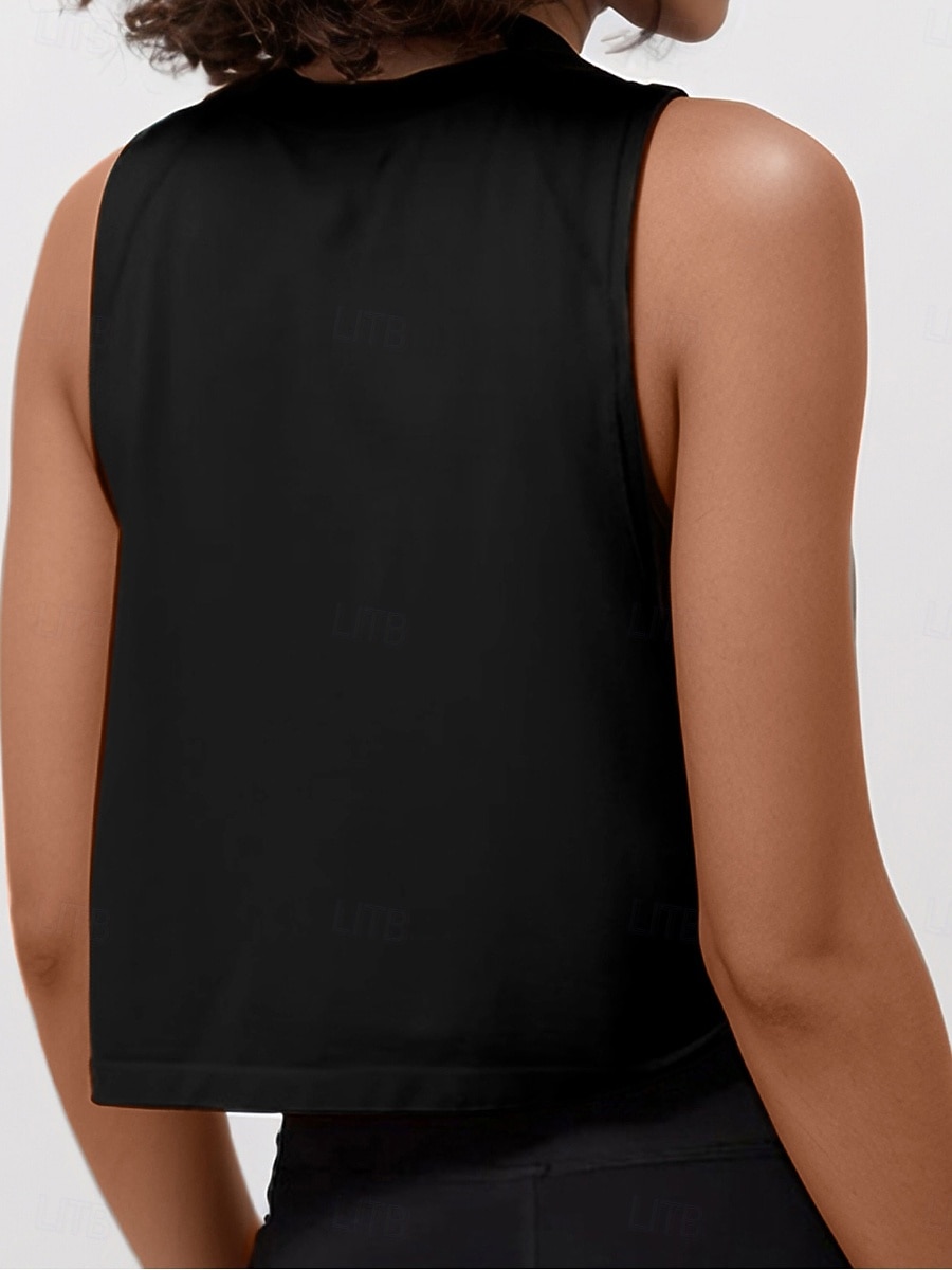 Dames Blouse Uitgesneden Effen Actief Casual Mouwloos Strakke ronde hals Normale tops Dagelijks Feestdagen Uitgaan blauw Zwart Wit Oranje Zomer Lente 2026 - $15.99 –P20