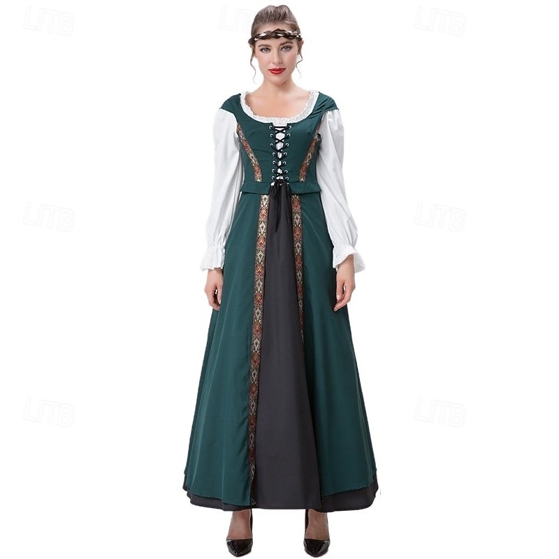 Retrò Vintage Medievale Rinascimento Lunghezza al pavimento Vestito Lunghe Vichingo Allacciato Costume Per donna Fantasia Halloween Carnevale Fiera Rinascimentale LARP Festa a tema retrò Adulti del 2026 a $58.99 –P1