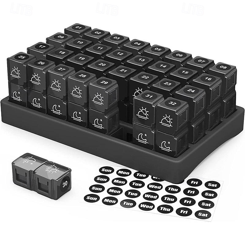 Monthly AM/PM Pill Organizer – Twice-a-Day Medicine & Vitamin Storage with Labels and Stickers for Easy Daily Management 2026 - $31.99 –P2