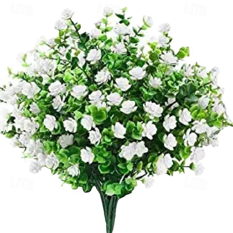 6 חבילות פרחים מלאכותיים פרחים מזויפים חיצוניים לקישוט עמיד בפני UV ללא דהייה צמחי פלסטיק מלאכותיים גינה למרפסת חלון עיצוב ארגזי חלון 2026 - $6.99 –P8