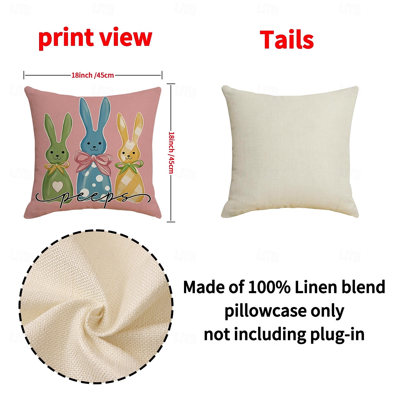 Set of 4 Easter Bunny Egg Print Linen Pillow Covers Spring Holiday Party Decorative Sofa Throw Cushion Covers 2026 - $17.99 –P5