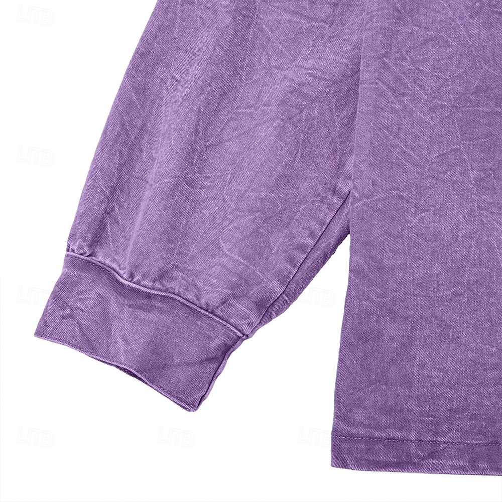 Voor heren T-shirt Henley-shirt Overhemd van 100% katoen met zure wassing Lange mouw Effen Effen kleur Vintage Streetwear Casual Kledingstuk geverfd Bleek Puur Opstaand Henley Casual Huis Straat 2026 - $33.99 –P7