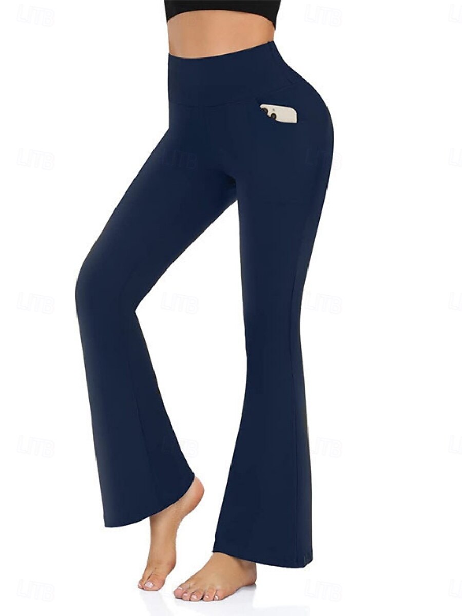 Femmes Pantalons Pantalon décontracté leggings évasés Vacances Mode Streetwear Longueur complète Taille haute Uni Avec Poches Taille Élastique Confortable Élastique Quotidien Yoga Sport & Loisir Noir de 2026 ? $14.99 –P5