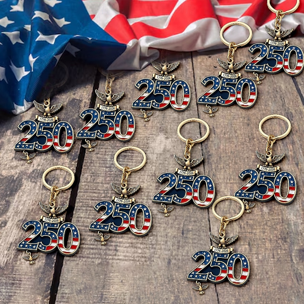 Portachiavi da 10 pezzi per il 250° anniversario degli Stati Uniti, portachiavi con bandiera americana del corpo dei Marines 1776-2026, regali per veterani per cittadini statunitensi, decorazioni del 2026 a $16.99 –P2
